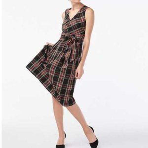 J. Crew Black Stewart Tartan Plaid Midi Dress